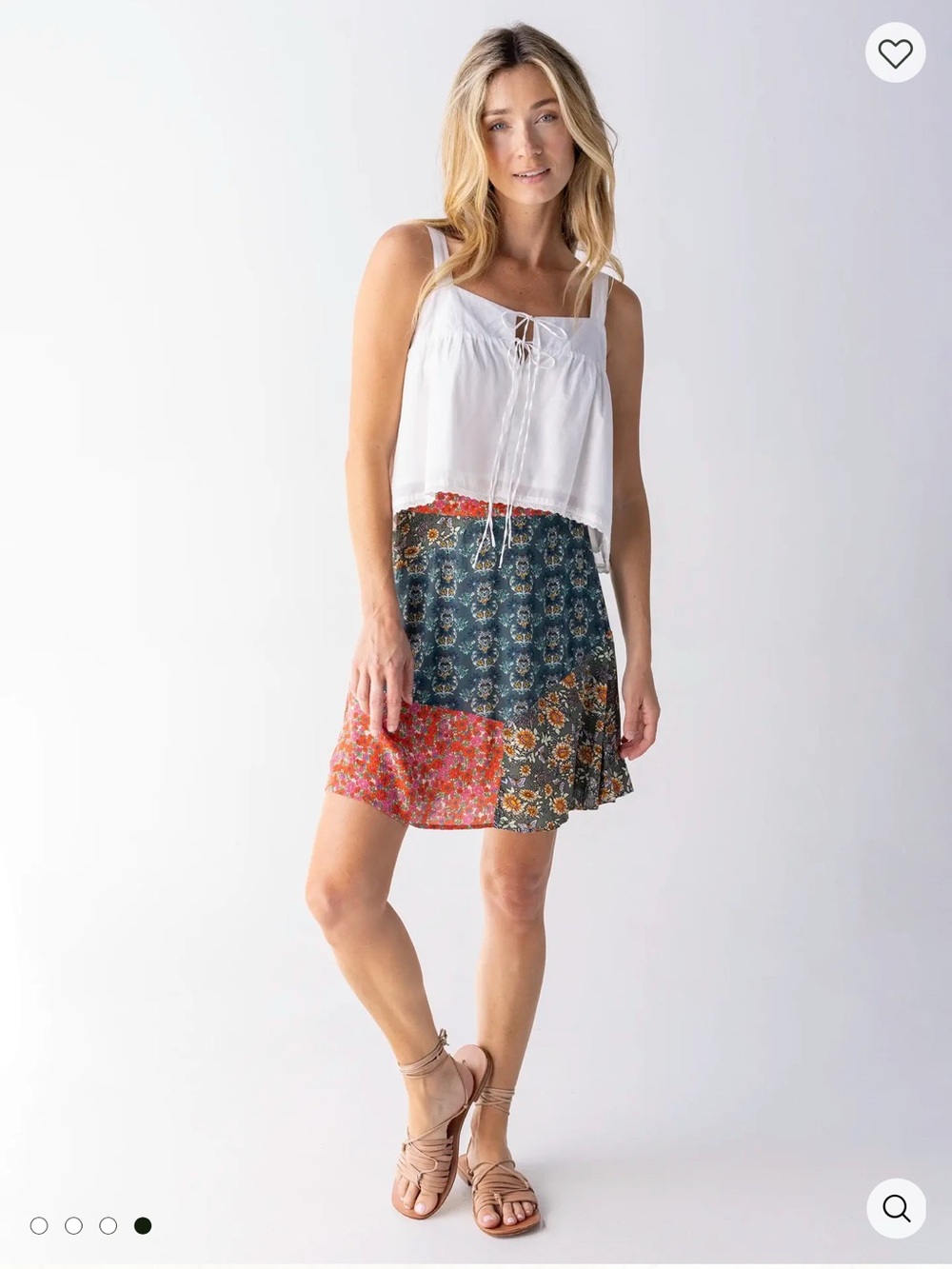NWT Natural Life Patchwork Floral Midi Skirt in Navy, Olive & Coral medium